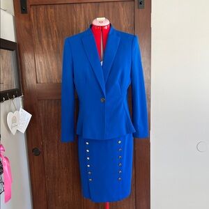 Calvin Klein Royal Blue Blazer and Skirt Set